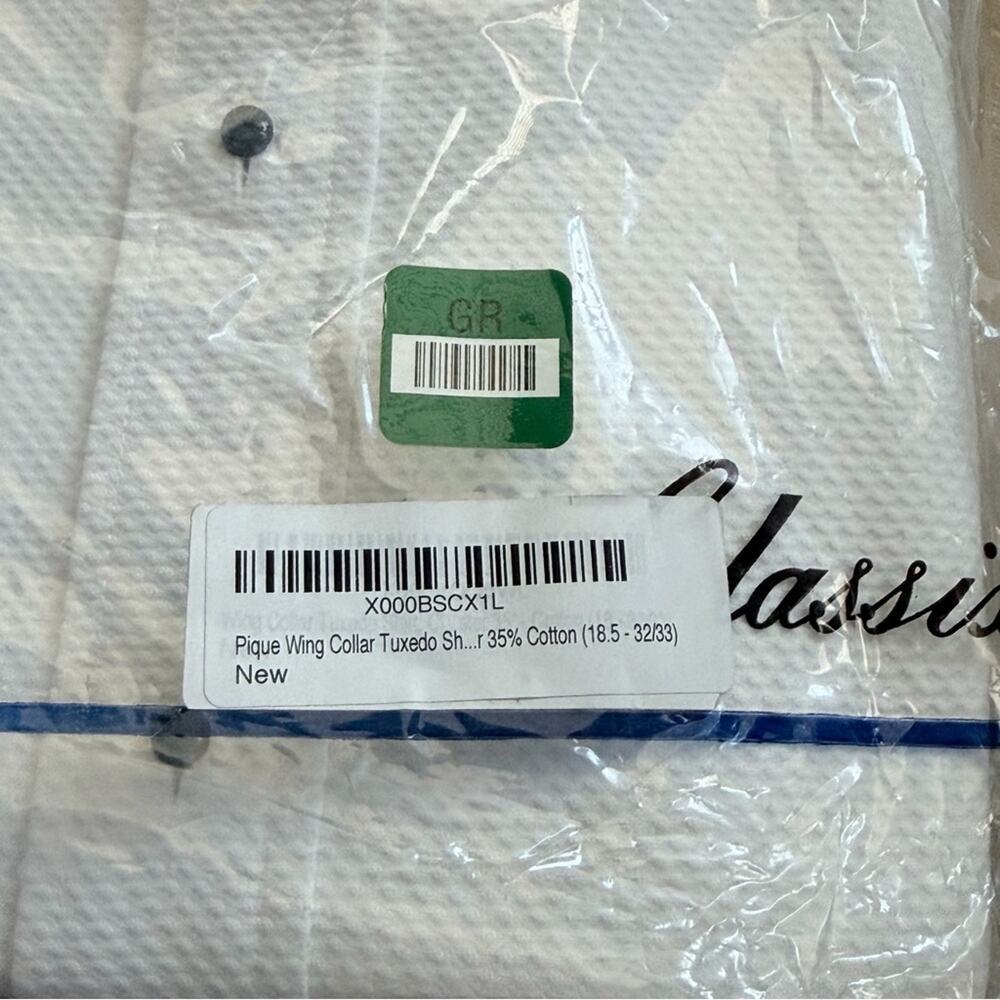 NWT Classic White Textured Dress Shirt formal Long Sleeve, 2XL 18-18.5 32/33 - Picture 4 of 4